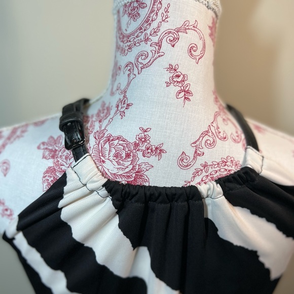 Kenneth Cole ZEBRA Black White Wide Stripe Maxi Dress size XXS FALL 2024 style - Picture 2 of 8